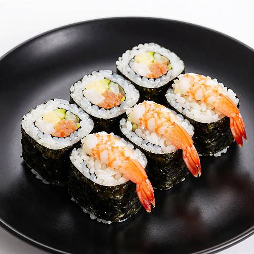 Elegant Close-Up of Fresh Sushi Rolls