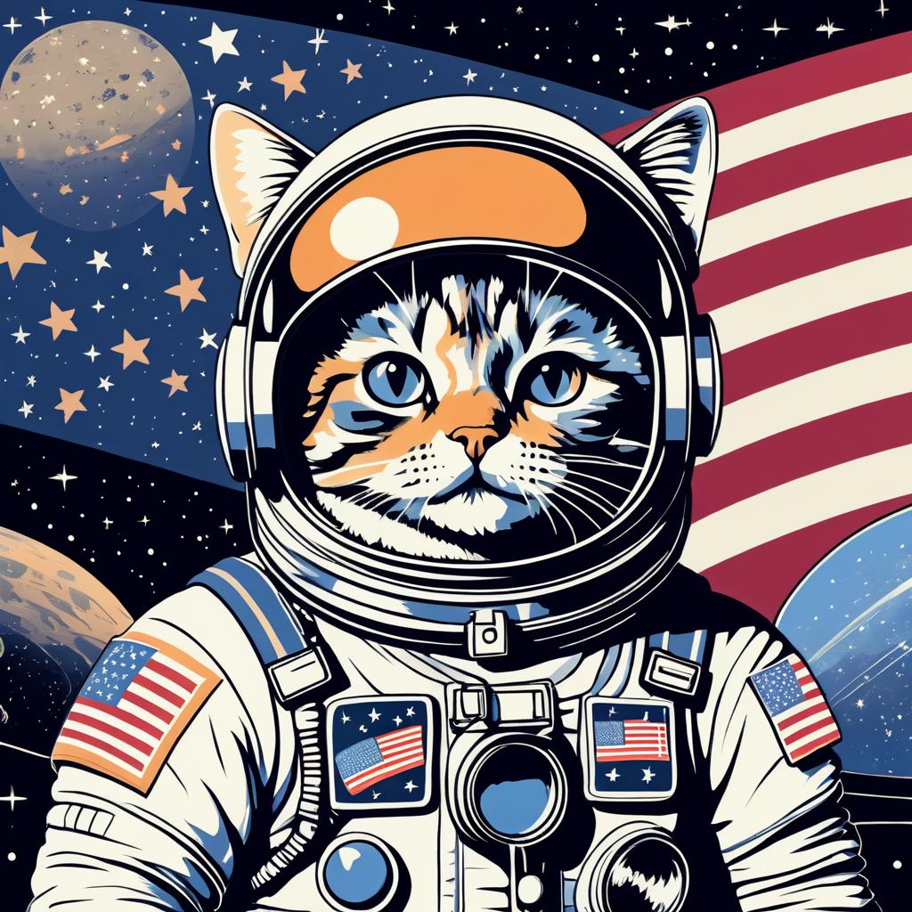 Adventurous Cat Astronaut in Space