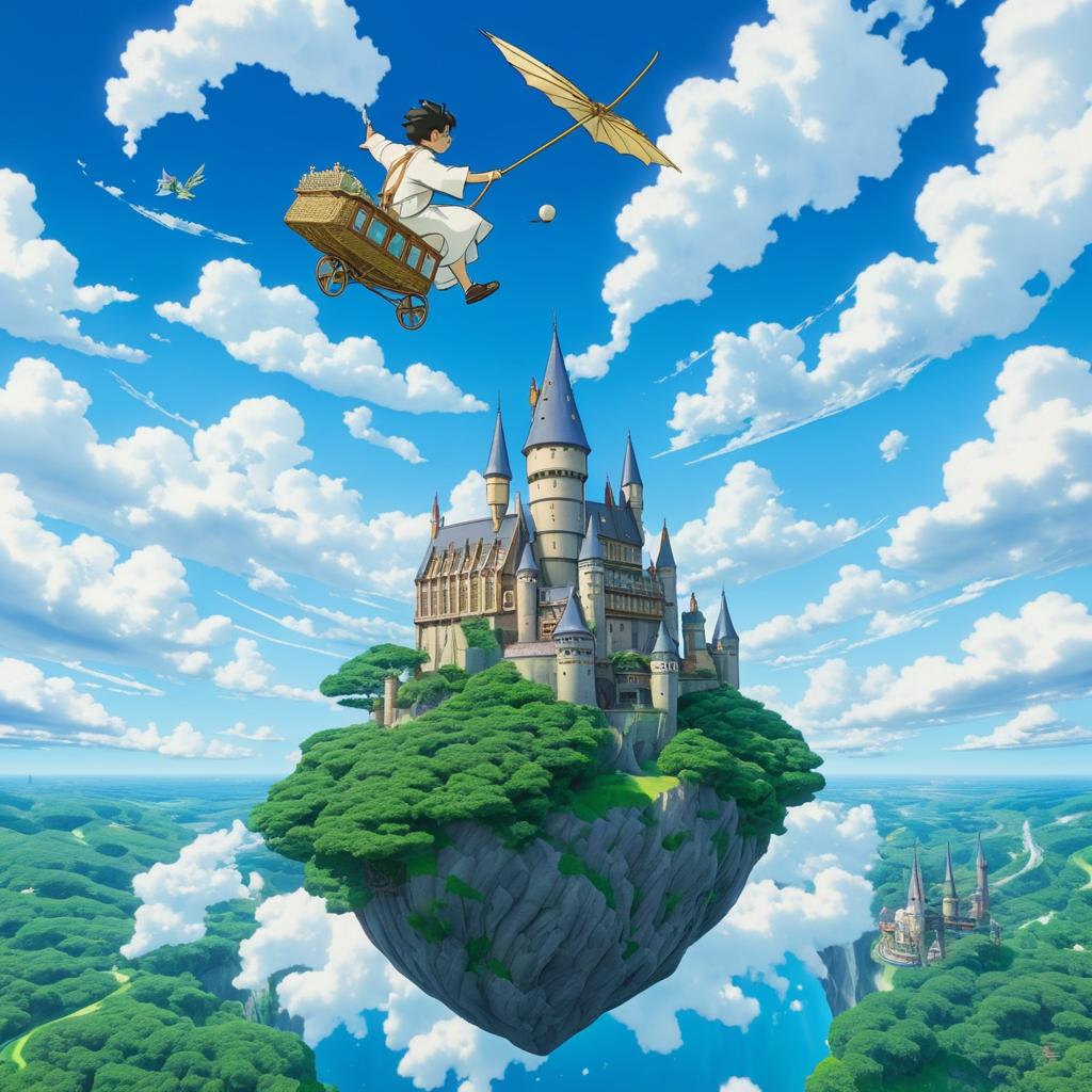 Harry Potter's Celestial Journey in Ghibli Style