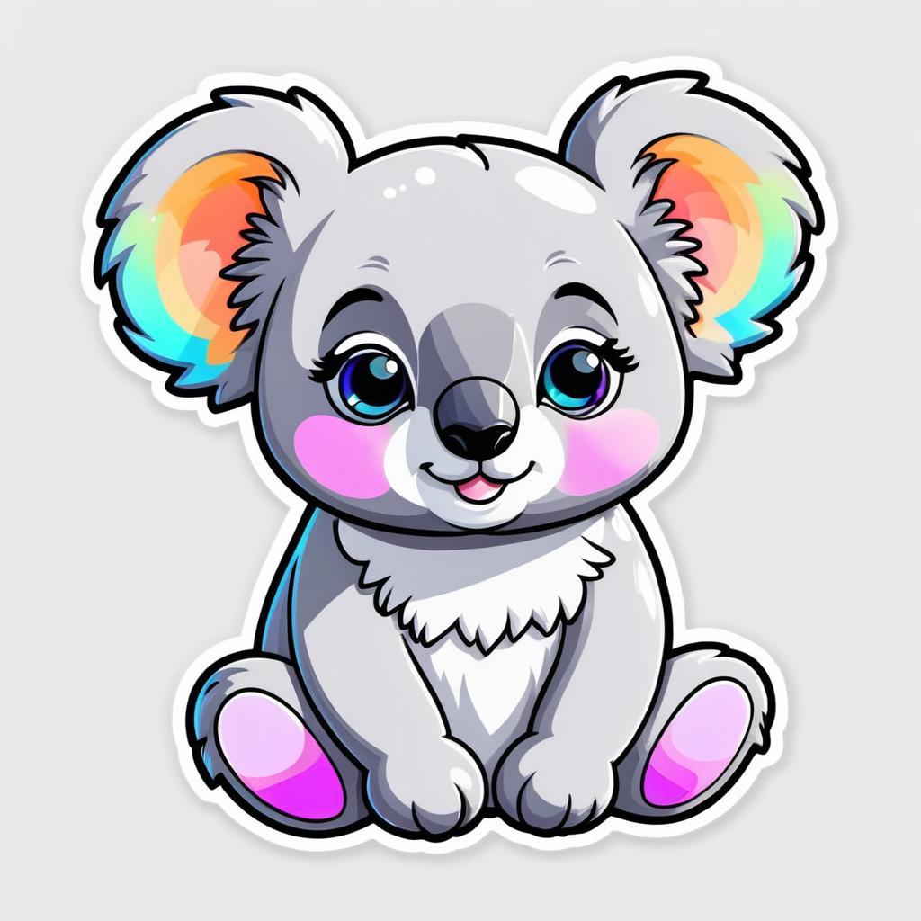 Colorful Cartoon Koala Sticker Design