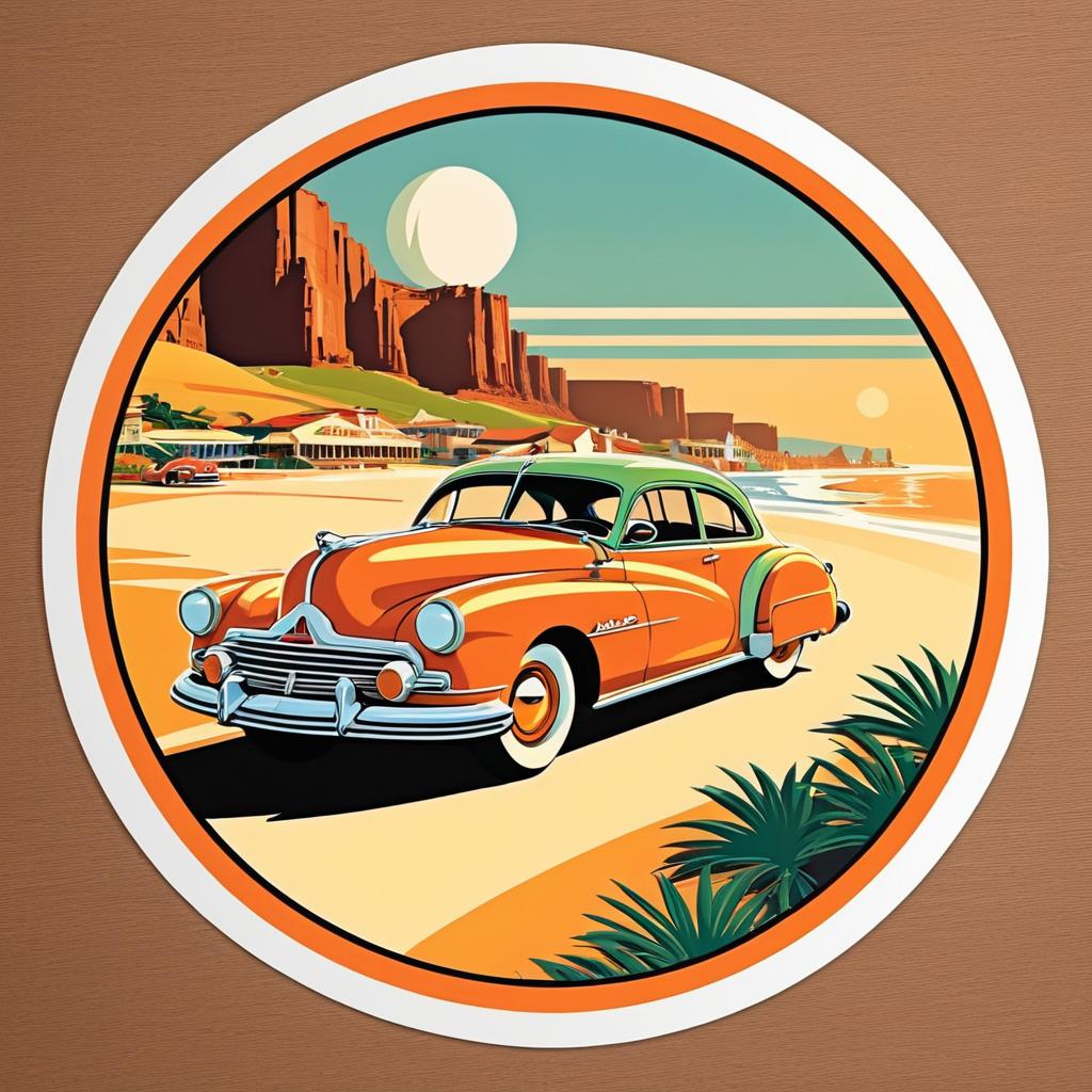 Vintage Retro Travel Poster Sticker Design