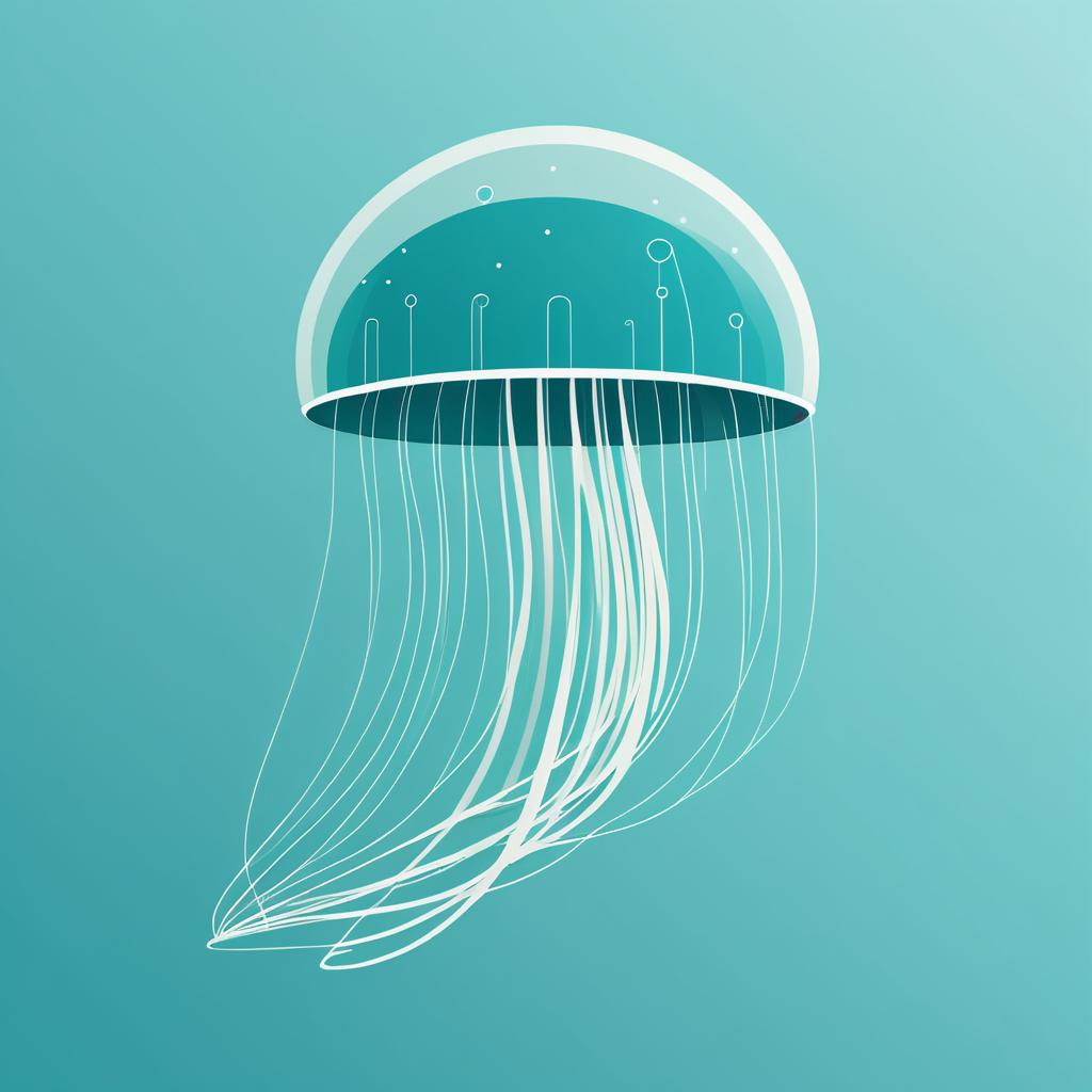 Minimalist Teal Jellyfish Illustration