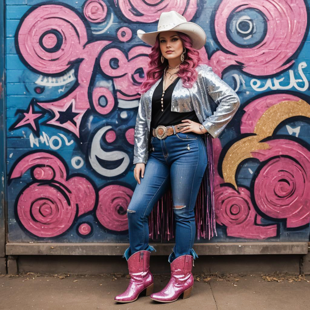 Vibrant Curvy Disco Cowgirl Style