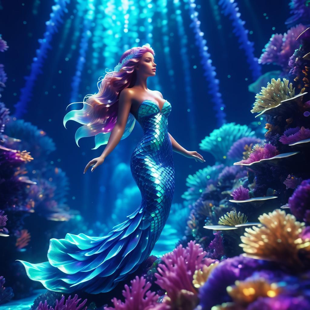 Cinematic Glowing Mermaid Underwater Scene