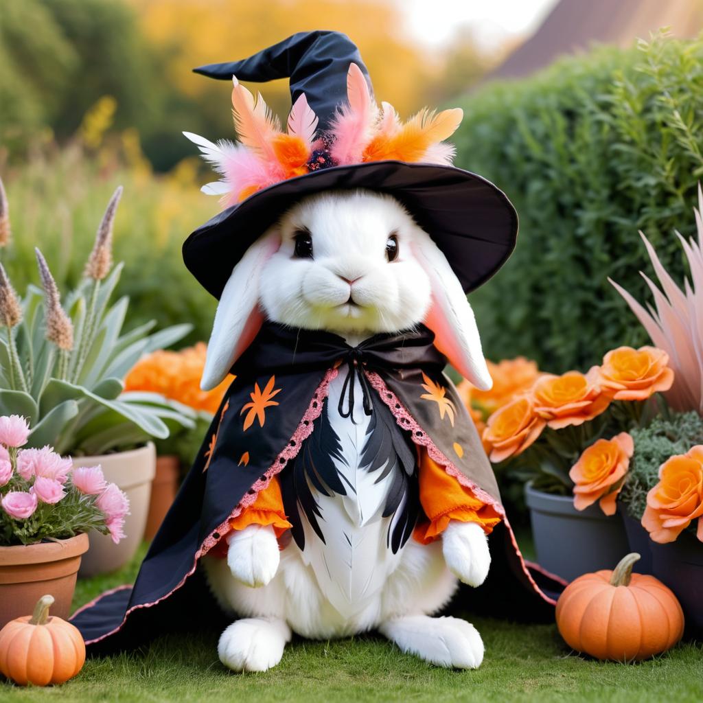 Whimsical Rabbit in a Colorful Garden