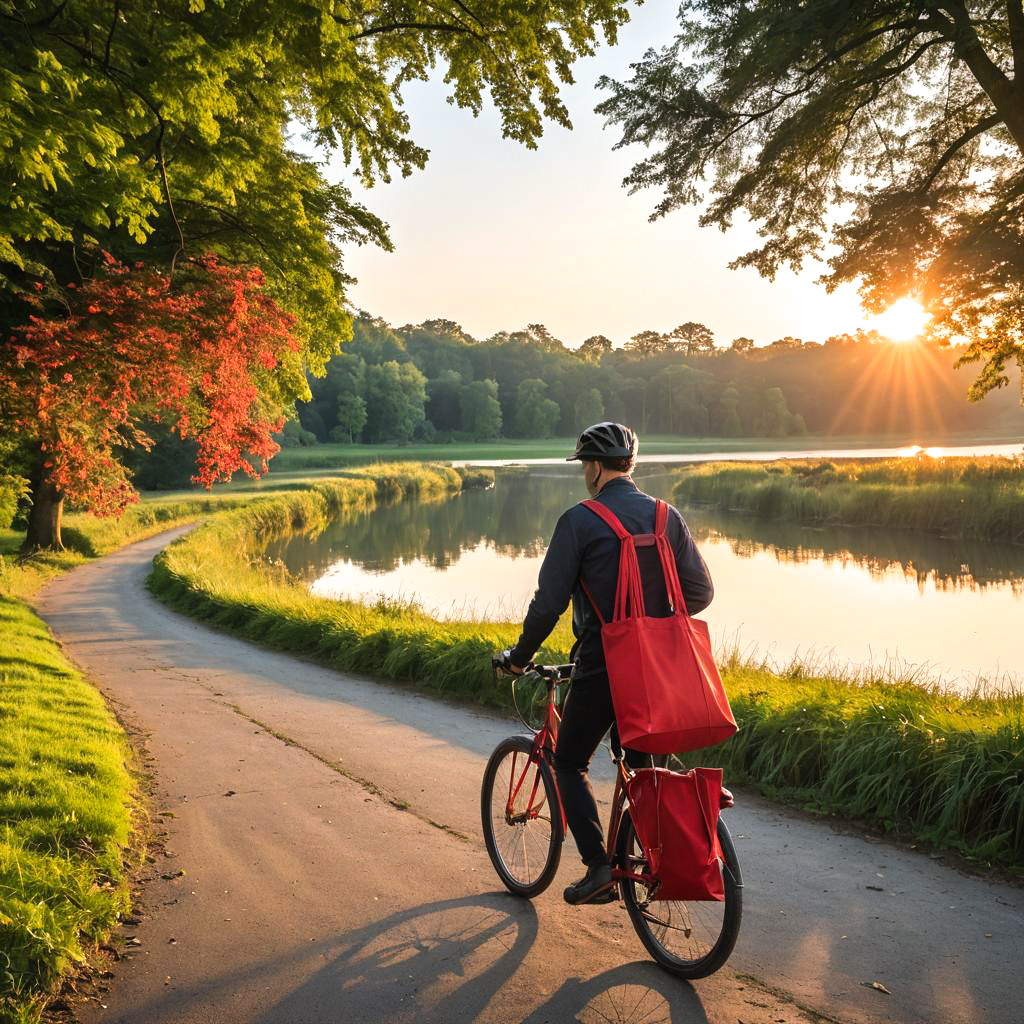 Tranquil Sunset Ride by the Lakeside