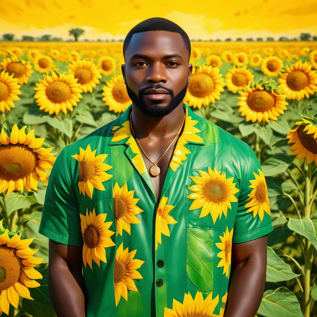 Vibrant Portrait of Nigerian Man in Sunflowers