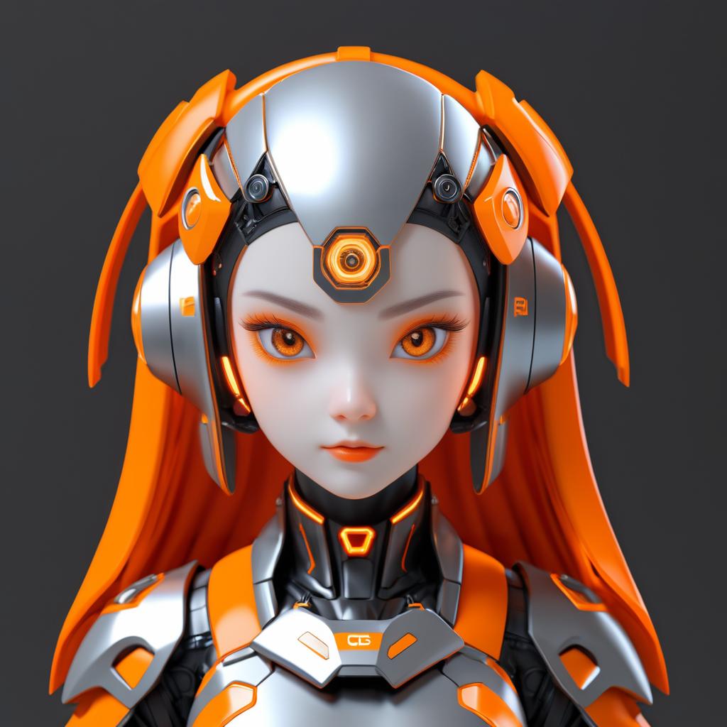 Adorable Robot Girl with Cyber Aesthetic