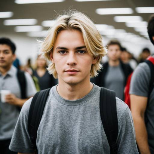 Young Blonde Man with Backpack