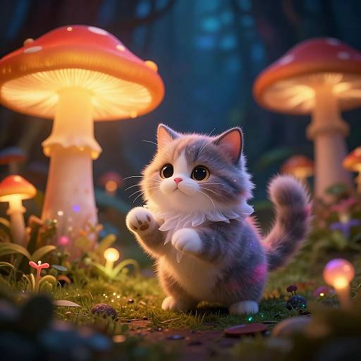 Adorable Cat in Mystical Alien Forest
