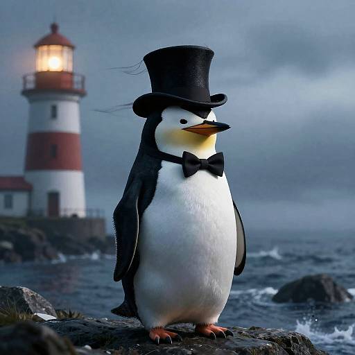 Dapper Penguin at the Crooked Lighthouse