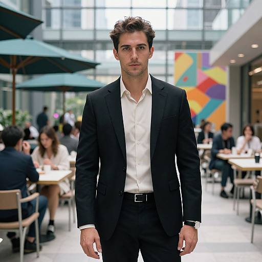 Confident Man in Modern Atrium