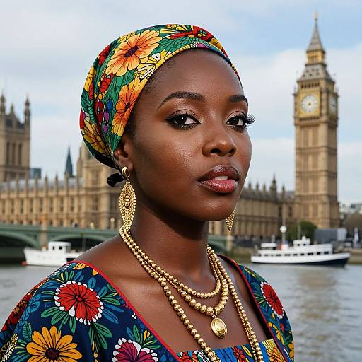 Vibrant Portrait with London Landmarks