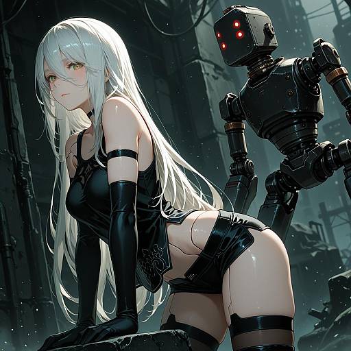 Illustration of A2 (nier:automata), nier (series) in the style of Tsukinami kousuke