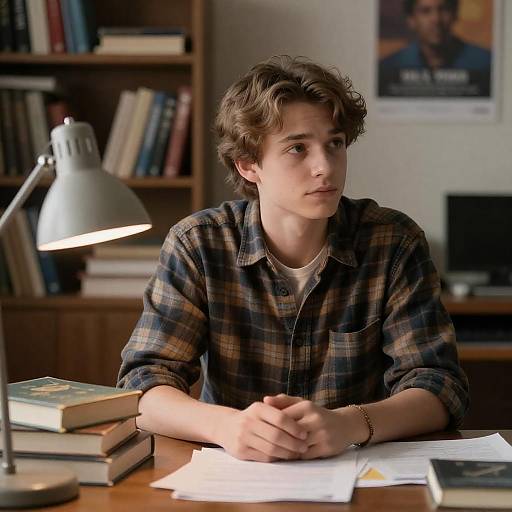 Young Man at a Cluttered Desk