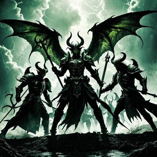 Dark Demon Warriors with Wings and Horned Helmets
