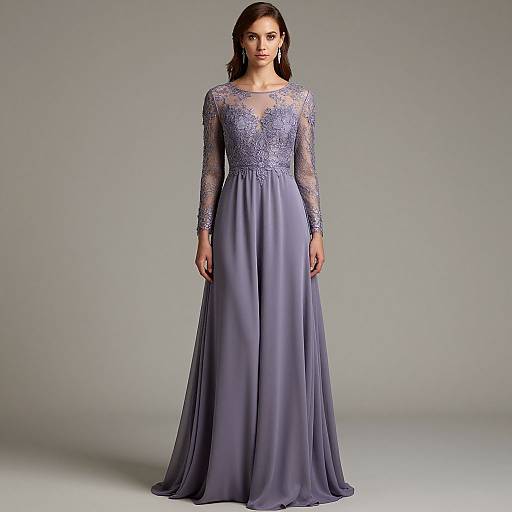 Elegant Floral Embroidered Lavender Gown