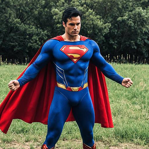Realistic Superman Costume Outdoor Portrait