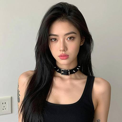 Striking Woman in Black Attire