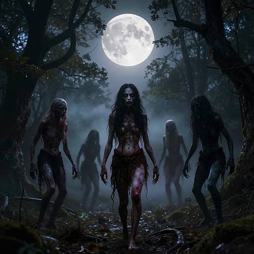 Eerie Skinwalkers Transforming Under Moonlight