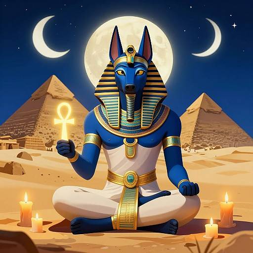 Anubis in Blue and Gold Night