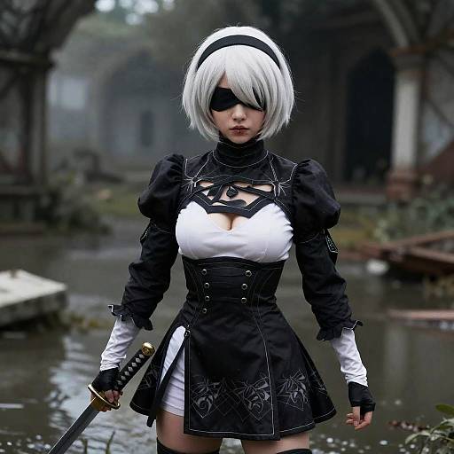 Cosplay of YoRHa No. 2 Type B with Katana