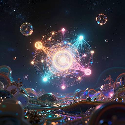 Trippy Abstract Cosmic Neural Landscape