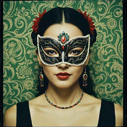 Mysterious Woman with Masquerade Mask