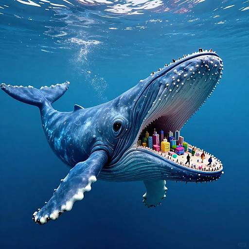 Surreal Blue Whale Cityscape