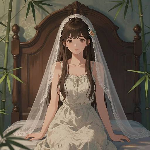 Serene Anime Girl in Vintage Sundress