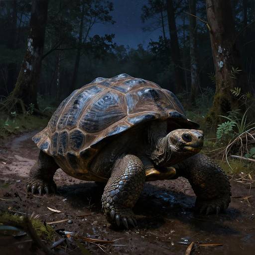 Midnight Giant Tortoise in Swamp