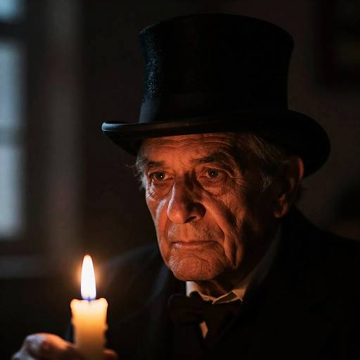 Mysterious Elder Illuminated by Candlelight