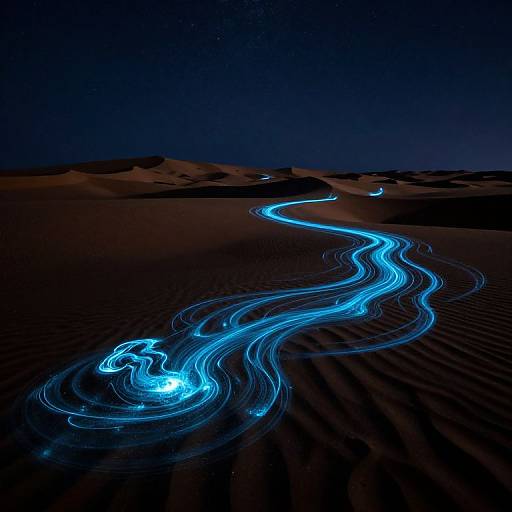 Bioluminescent Trails in Starlit Desert