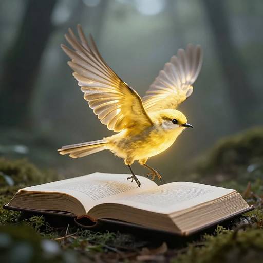 Luminous Bird Soars from Book