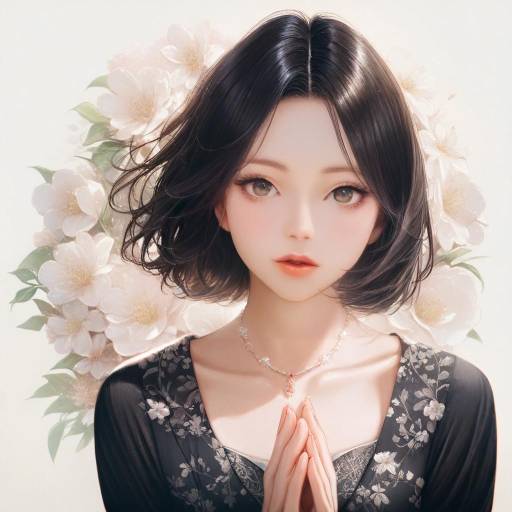 Realistic Portrait of Sakura in Black Dress