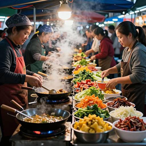 Vibrant Street Food Market Scene