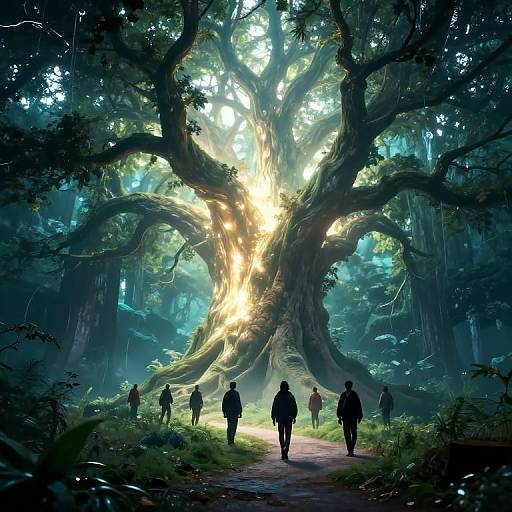 Colossal Glowing Tree in Mystical Forest
