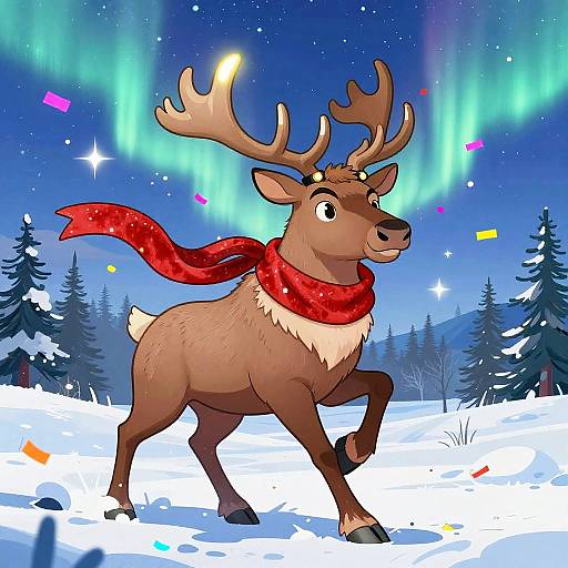 Majestic Elk in Neon Winter Wonderland
