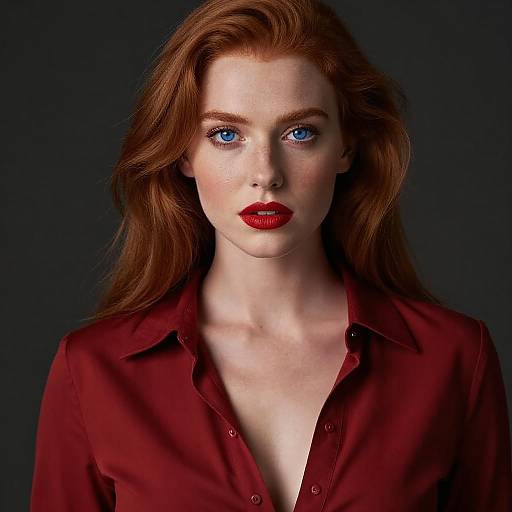 Dramatic Red-Haired Woman Portrait