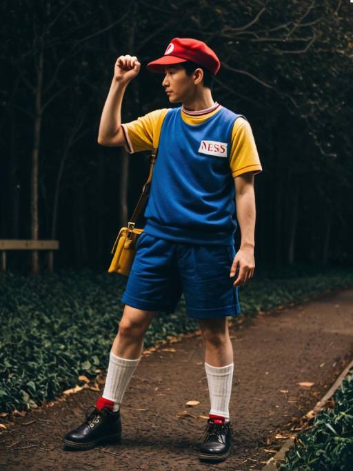 Realistic Man Cosplaying as Ness