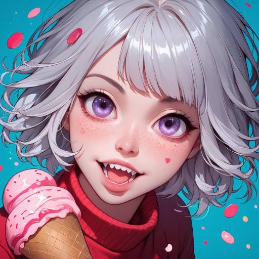 Vivid Cowboy Shot of a Girl with Ice Cream Vivid Cowboy Shot of a Girl with Ice Cream