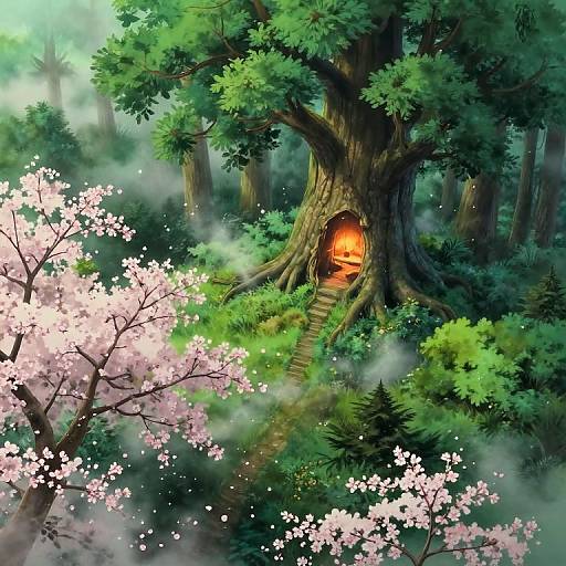 Mystical Studio Ghibli Forest Sanctuary