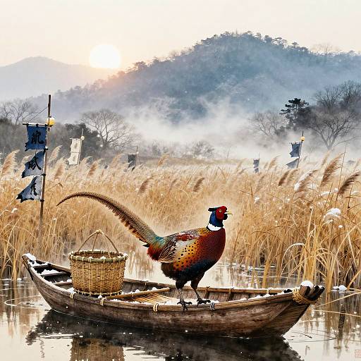 Pheasant Archer in Misty Reed Marsh
