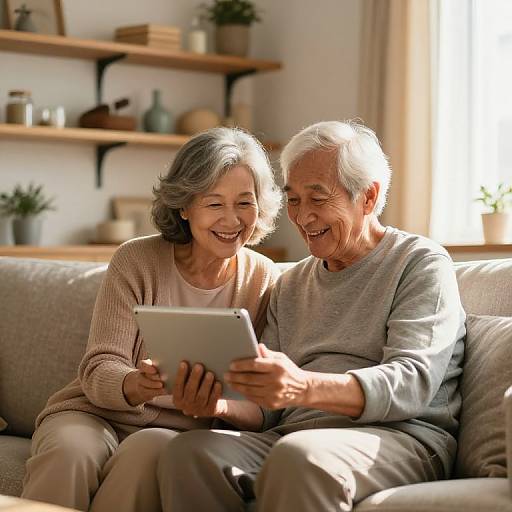 Senior Couple Enjoying Tablet Cozy