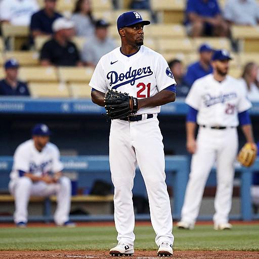 Intense Dodgers Player on the Field