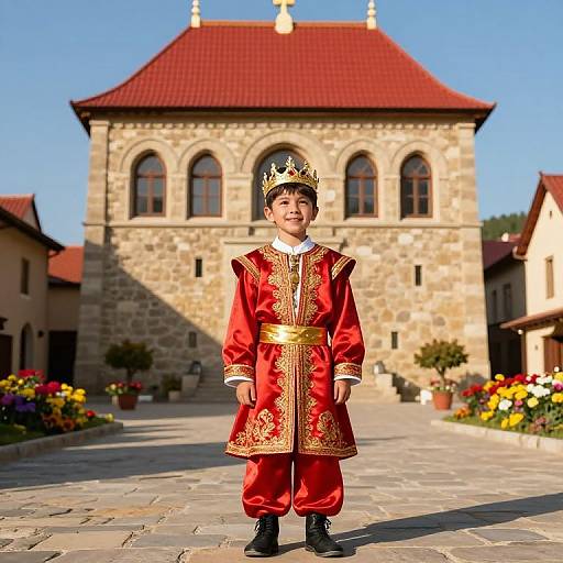 Young Royal Heir in Vibrant Village