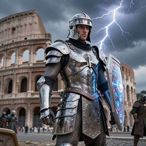 Futuristic Roman Soldier in Battle