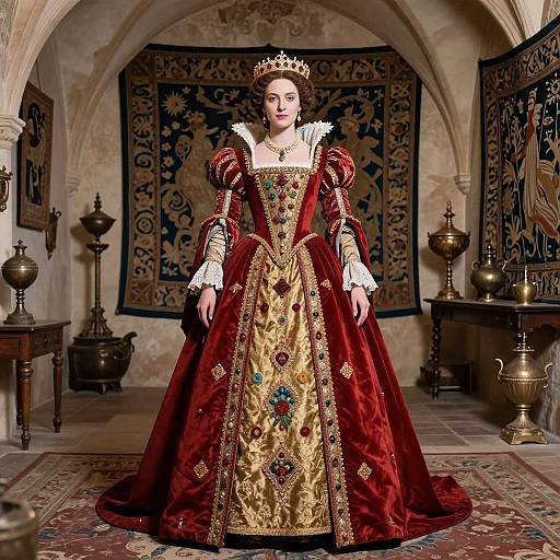 Medieval Noblewoman in Royal Gown