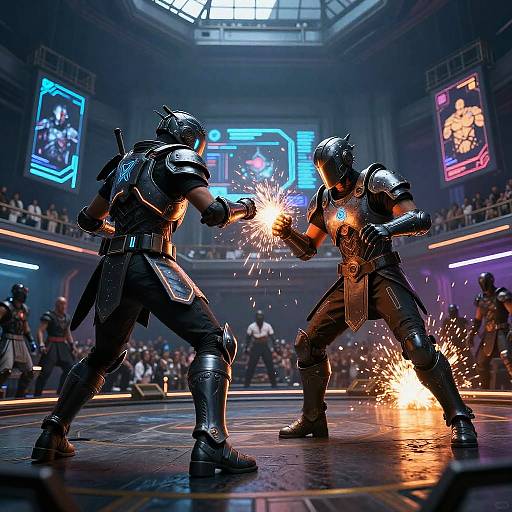 Roman Cyberpunk Gladiator Battle