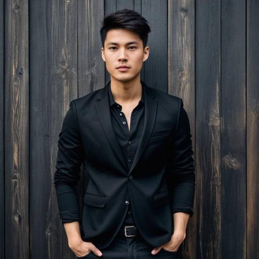 Stylish Young Asian Man in Black Blazer